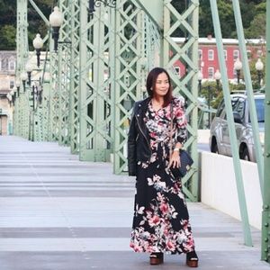Floral maxi wrap dress
